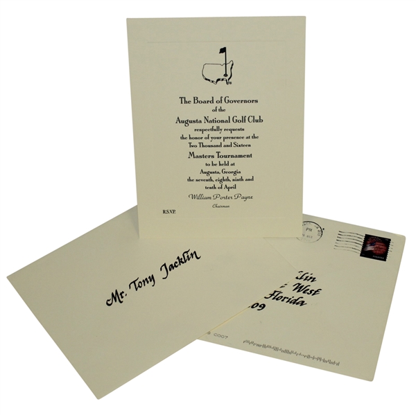Tony Jacklin's Personal 2016 Masters Tournament Invitation with Envelopes COA