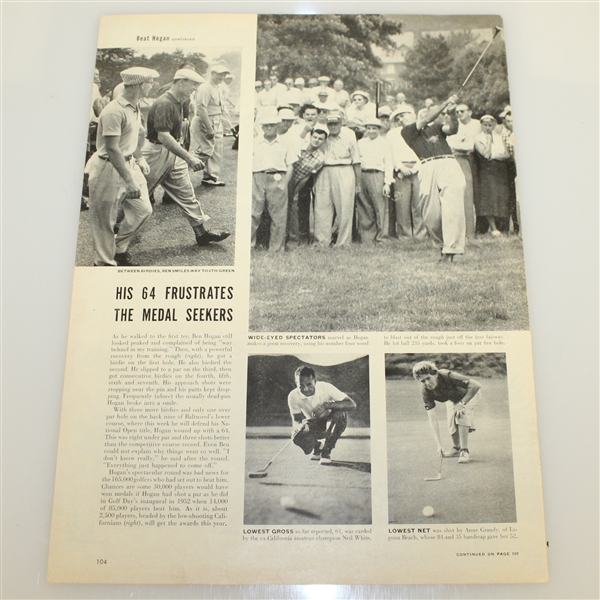 1954 National Golf Day 'I didn't beat Ben Hogan but I tried' Certificate w/Magazine Story - Seldom Seen