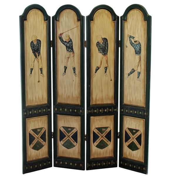 Classic Large Wooden Golf Themed Room Divider - 4 Panels - 6ft Tall!