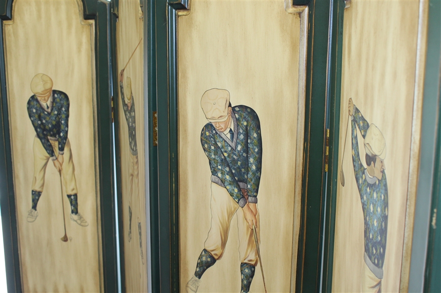 Classic Large Wooden Golf Themed Room Divider - 4 Panels - 6ft Tall!