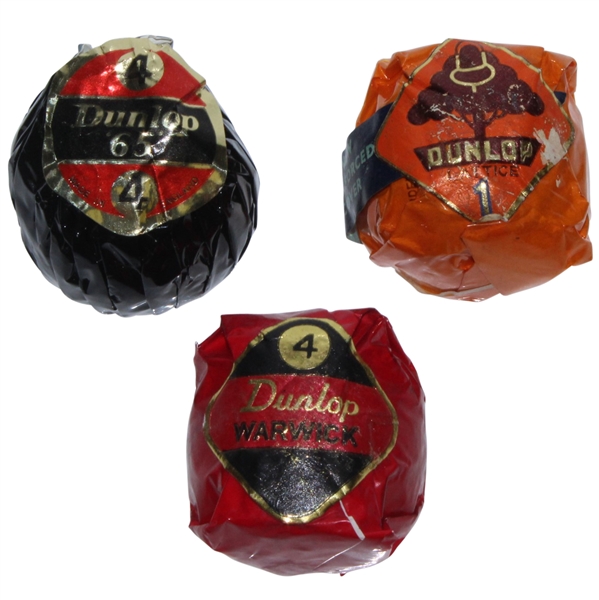 Dunlop Lattice, Dunlop Warwick, & Dunlop 65 Original Wrapped Golf Balls