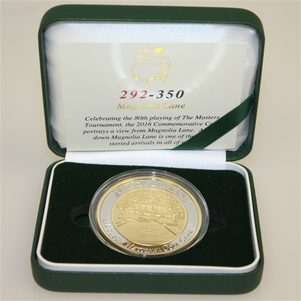 2016 Masters Tournament Ltd. Ed. Commemorative Magnolia Lane Coin #292/350 in Case