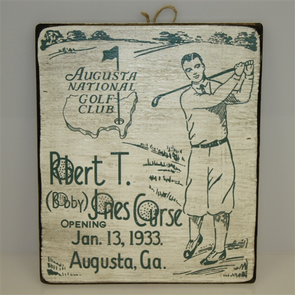 Bobby Jones Wood Plaque - Image from 1933 Bobby Jones Augusta Nat. Opening First Day Cover