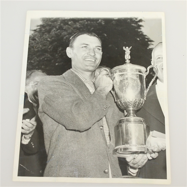 1950 Wire Photo of Ben Hogan Holding US Open Trophy - June 12th