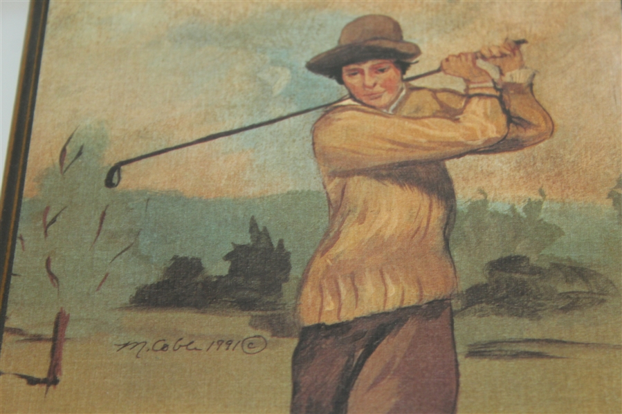 Wood Box Depicting Vintage Woman Golfer - Removable Lid - 1991