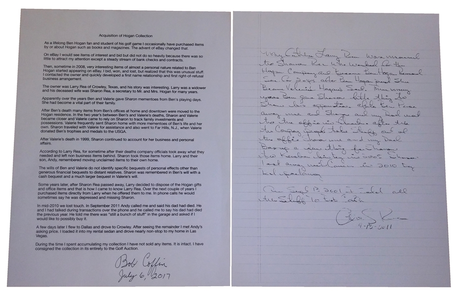 Ben Hogan's Handwritten 4-page Notes Regarding PGA and Ben Hogan Tour JSA ALOA