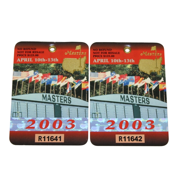 2003 Masters Tournament Badges #R11641 & #R11642 - Mike Weir Winner