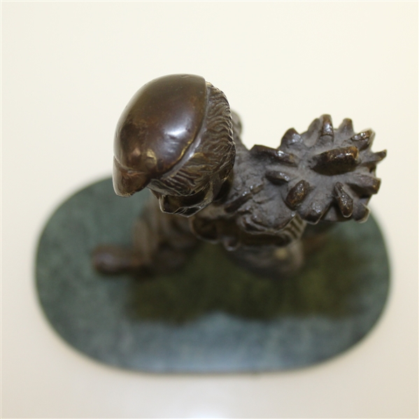 Bronze Caddy with Clubs and Bag on Marble Base