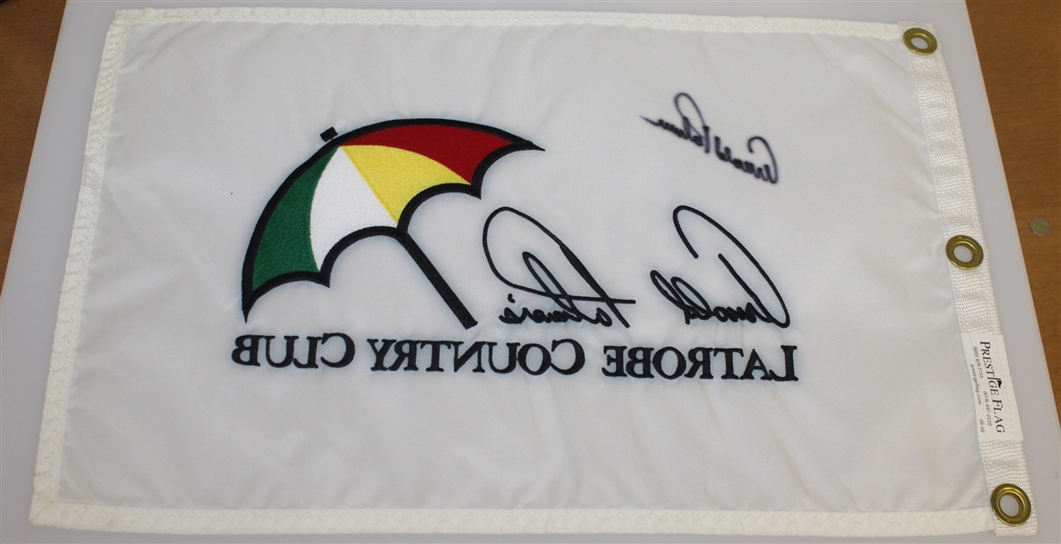 Arnold Palmer Signed Latrobe Country Club Embroidered Flag JSA ALOA