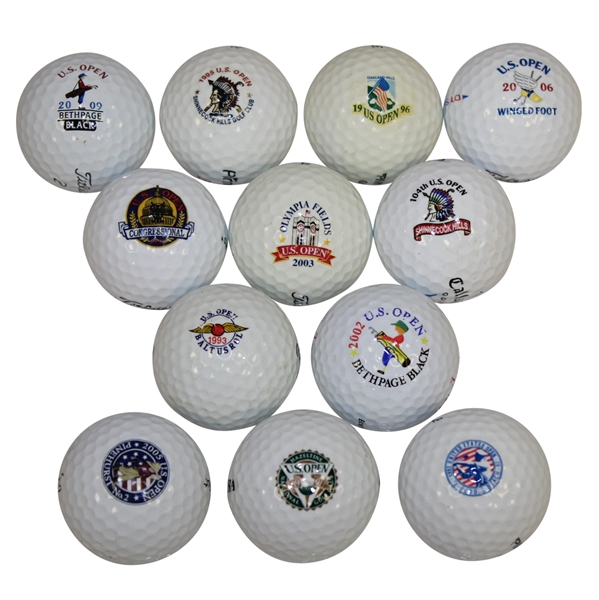 Twelve Various US Open Championship Logo Golf Balls