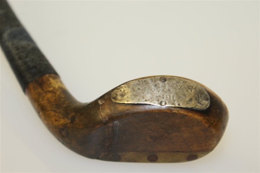 Vintage A.C.W. Hickory Splice Neck Golf Club/Walking Stick - Lead Plate