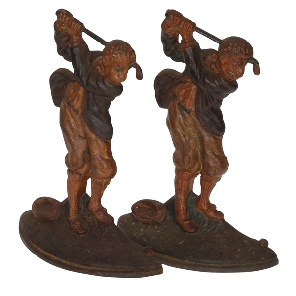 Pair of Golf Themed John Wright Cast Iron Bookends