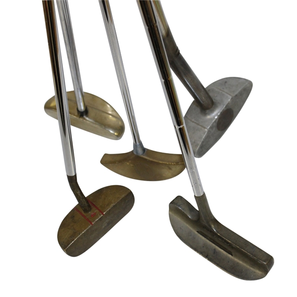 Five Center-Shafted Various Golf Clubs
