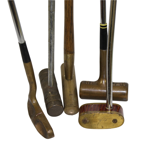 Group of Five Round Head Style Various Golf Clubs