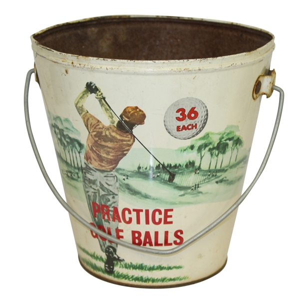 Vintage 'Practice Golf Balls' Metal Bucket - Held 36