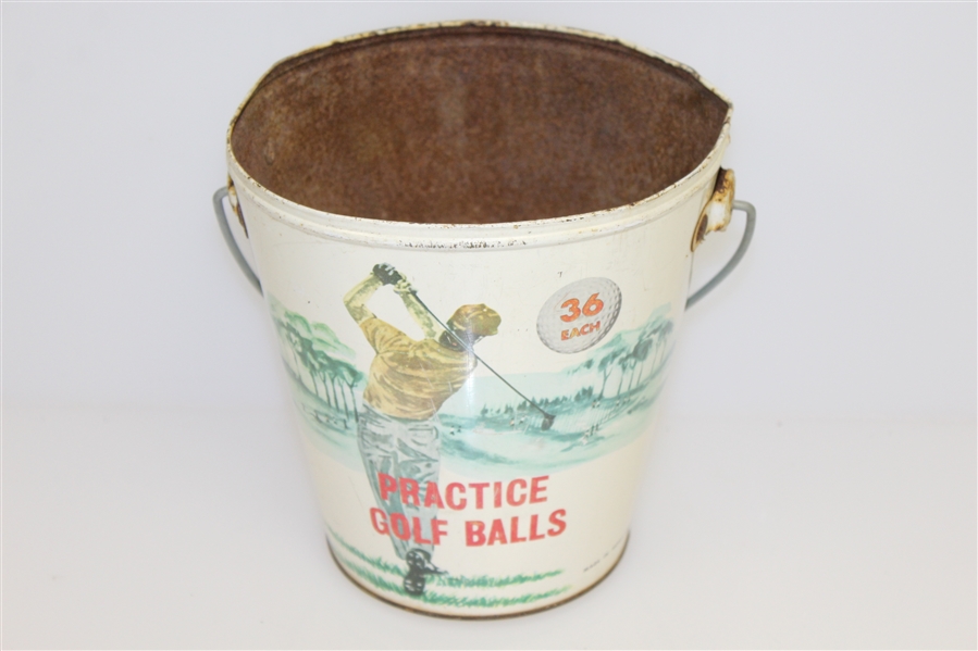 Vintage 'Practice Golf Balls' Metal Bucket - Held 36
