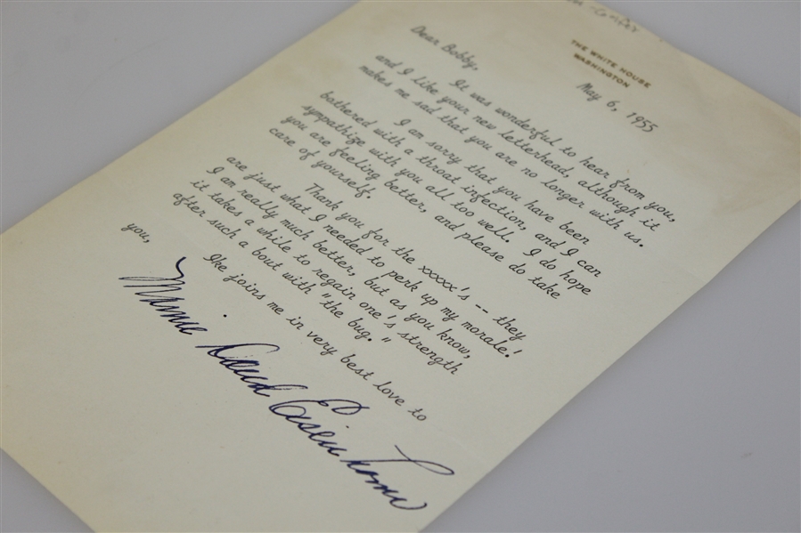 Mamie Eisenhower Signed Typed Letter to Bobby Jones on White House Letterhead JSA ALOA