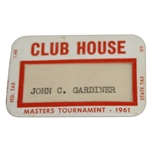 1961 Masters Tournament Club House Badge - John C. Gardiner