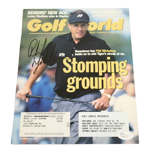 Phil Mickelson Signed February 2000 GolfWorld Magazine JSA #P36717