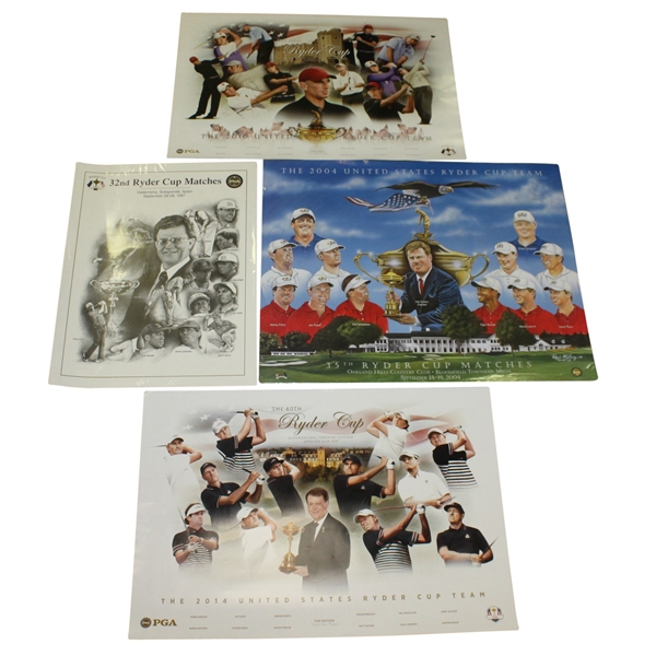 Four Ryder Cup Championship Posters - 1997, 2004, 2010, & 2014 - European Team Wins