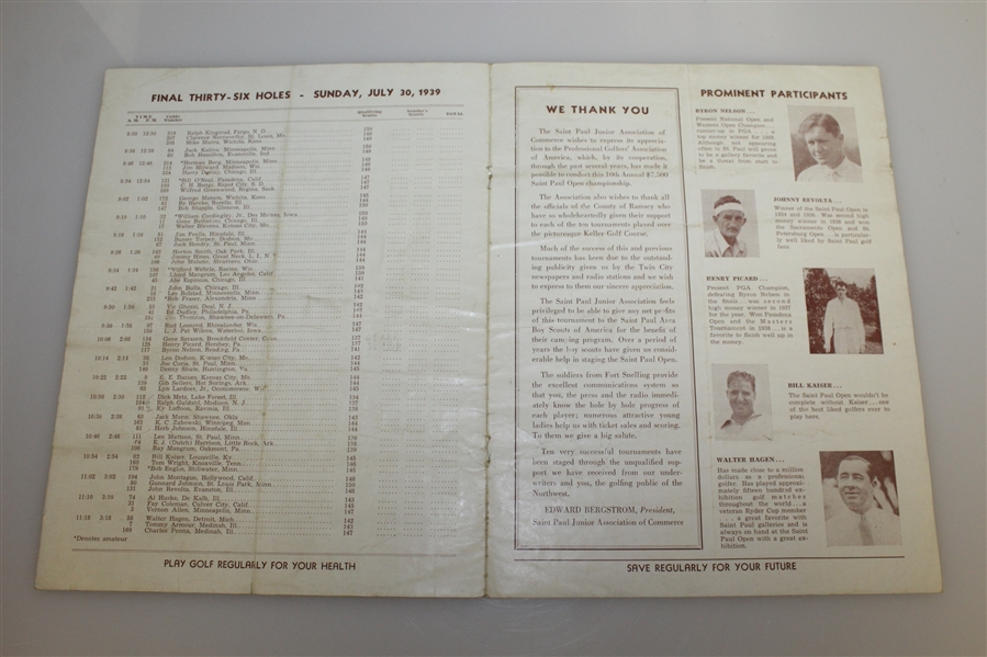 1939 Annual St. Paul Open Program 10th - Dick Metz Winner