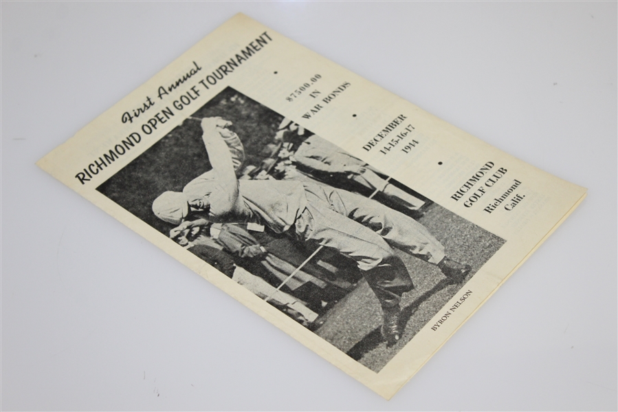 1944 Richmond Open First Annual Tournament Program - Sam Snead Winner