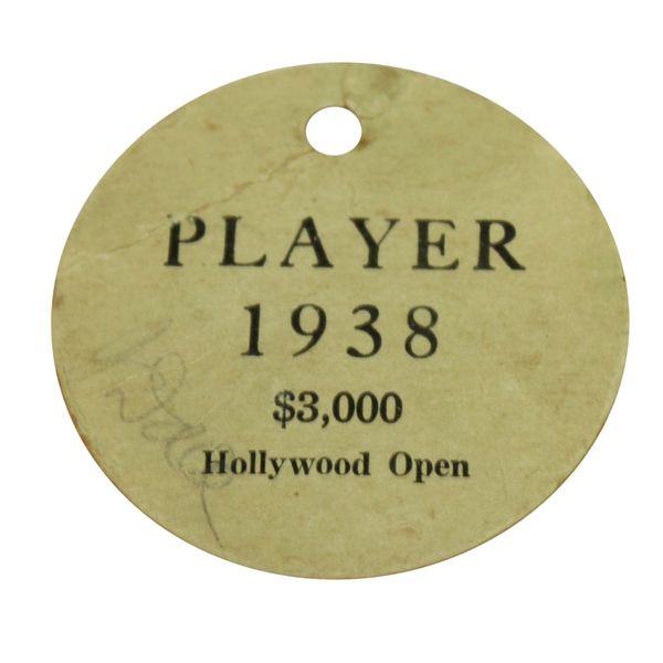 1938 Hollywood $3,000 Open Player Badge - No String Attached