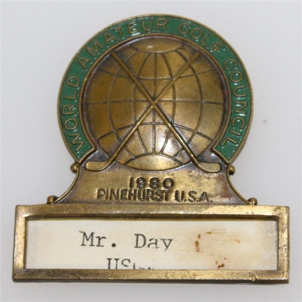 1980 World Amateur Golf Council at Pinehurst Badge - Mr. Day (USGA)