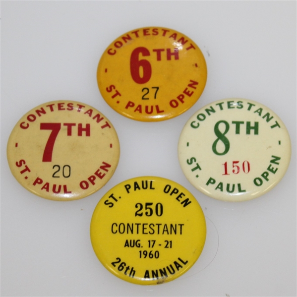 1935, 1936, 1937, & 1960 St. Paul Open at Keller Golf Course Contestant Badges