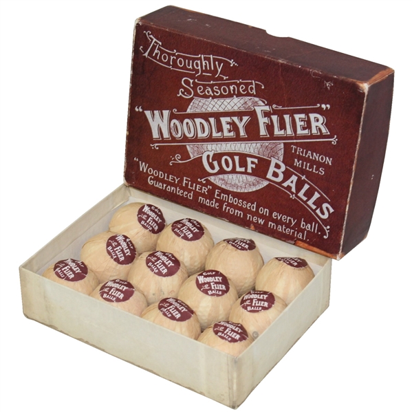 Dozen Woodley Flier Golf Balls in Box by Old Sport & Ball Co. - Reproduction