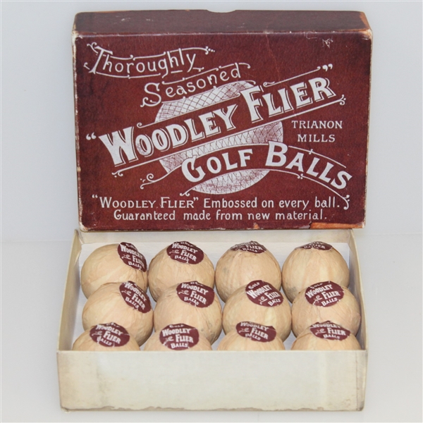 Dozen Woodley Flier Golf Balls in Box by Old Sport & Ball Co. - Reproduction