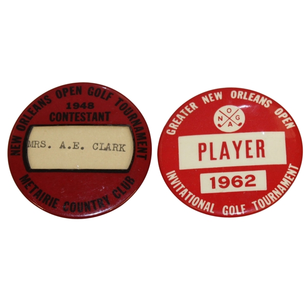 1948 & 1962 New Orleans Open Player Contestant Badges
