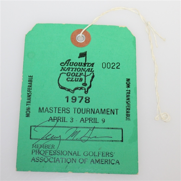 1978 Masters Tournament PGA Member Week Long Pass