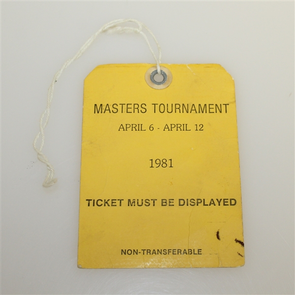 1981 Masters Tournament PGA Member Week Long Pass