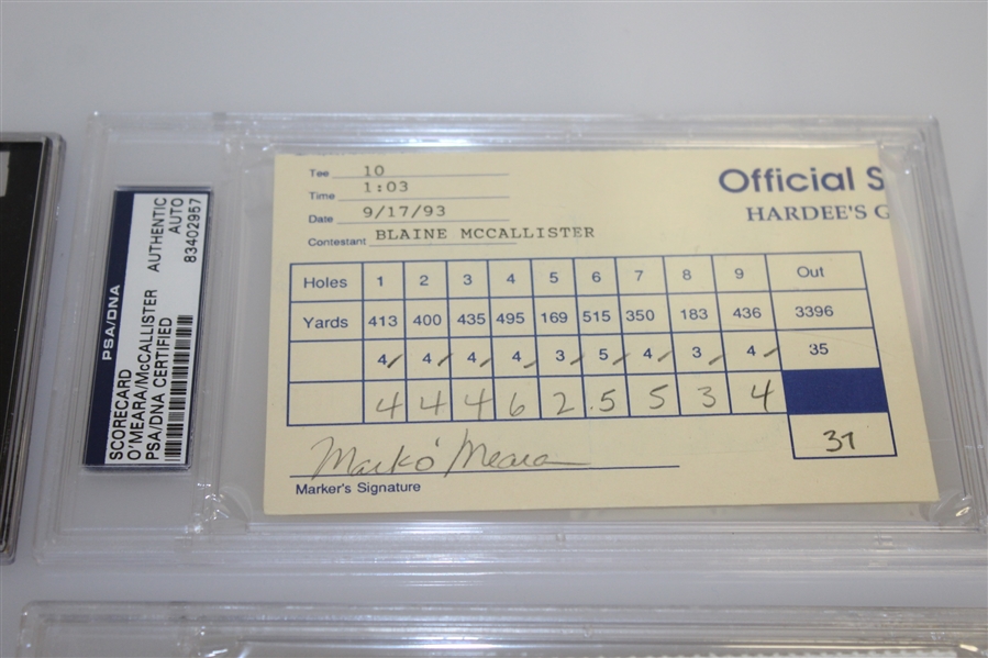 Four Masters Champions Signed Official PGA Tour Scorecards - Brewer, Archer, Couples, & O'Meara - PSA Slabbed