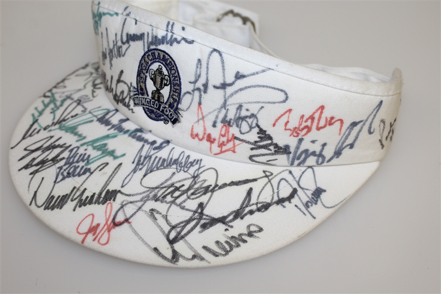 Multi Signed 1997 PGA Championship at Winged Foot Visor - Woods, Snead, Stewart, Player, & More JSA ALOA