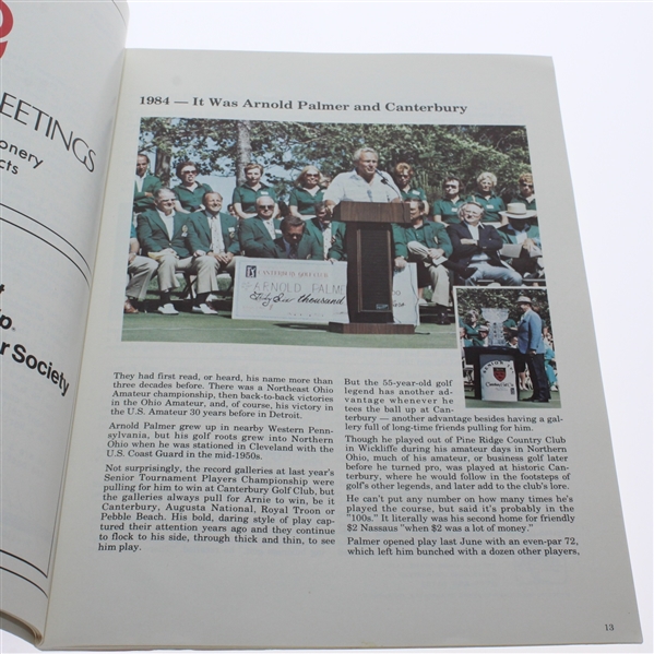1985 Senior Tournament Players Championship Program - Arnold Palmer Win