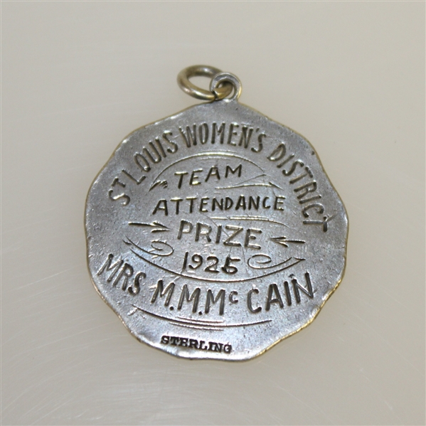 1925 St. Louis Women's District Sterling Silver Medal Won by Mrs. M. M. McCain