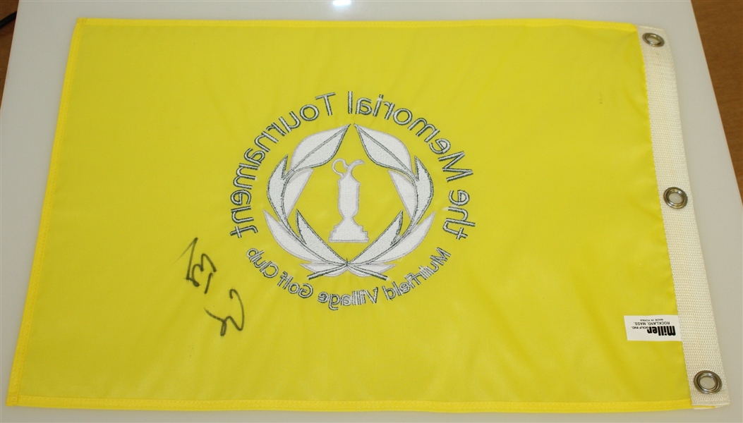George H. W. Bush Signed The Memorial Tournament at Muirfield Village Embroidered Flag JSA ALOA