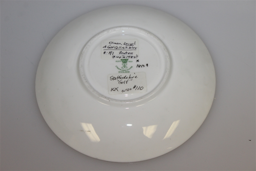 Circa 1930's Staffordshire Golf Themed Saucer Plate - R. Wayne Perkins Collection