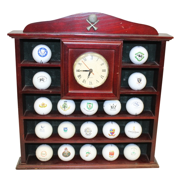 Golf Ball Display Rack with Clock and 19 Golf Balls