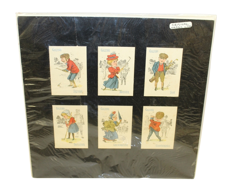 1930's Golf Cards Matted Display - Six Cards