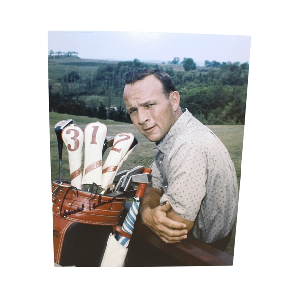 Arnold Palmer Signed 1960's Photo at Latrobe CC - With Clubs JSA ALOA