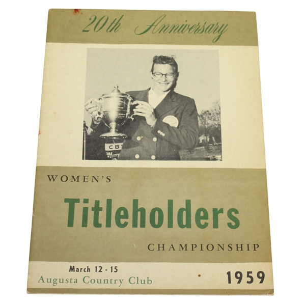 1959 Women's Titleholders 20th Anniversary Championship at Augusta CC Program