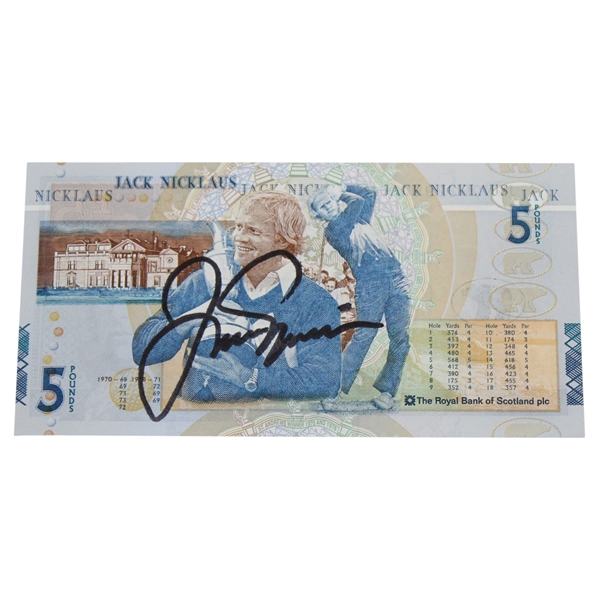 Jack Nicklaus Signed 5lb British Note with Holder & Envelope JSA ALOA