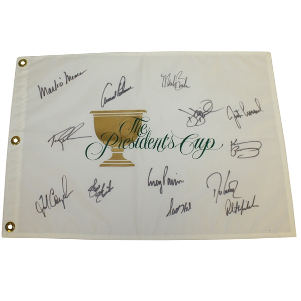 USA Team Signed President's Cup Flag with Arnold Palmer Captain - 1996 JSA ALOA