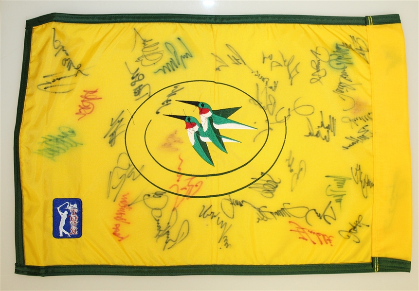Multi-Signed Embroidered International Flag - Multiple Major Winners JSA ALOA