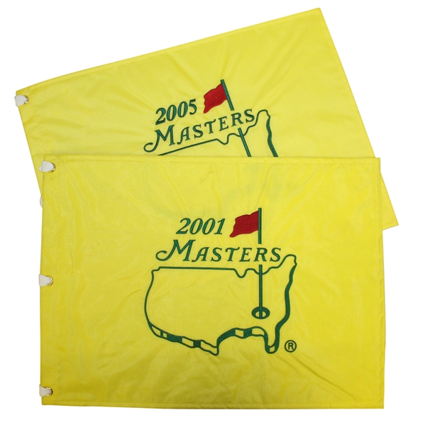 2001 & 2005 Masters Embroidered Flags - Tiger Woods Winner