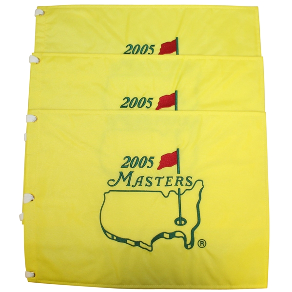 Three 2005 Masters Embroidered Flags - Tiger Woods Winner - Jack's Final Masters