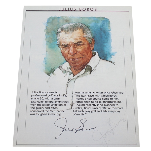 Julius Boros Signed Golf Program Portrait Page JSA ALOA